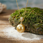 925 Sterling Silver Radiant Deep Honey Pearl Pendant Necklace With Brilliant Diamond Accents And Delicate Chain