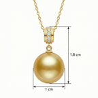 925 Sterling Silver Radiant Deep Honey Pearl Pendant Necklace With Brilliant Diamond Accents And Delicate Chain